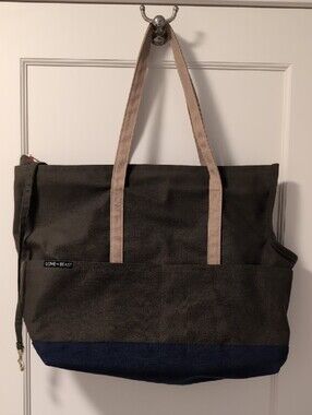 LoveThyBeast Canvas Pet Tote Bag in Olive and Navy